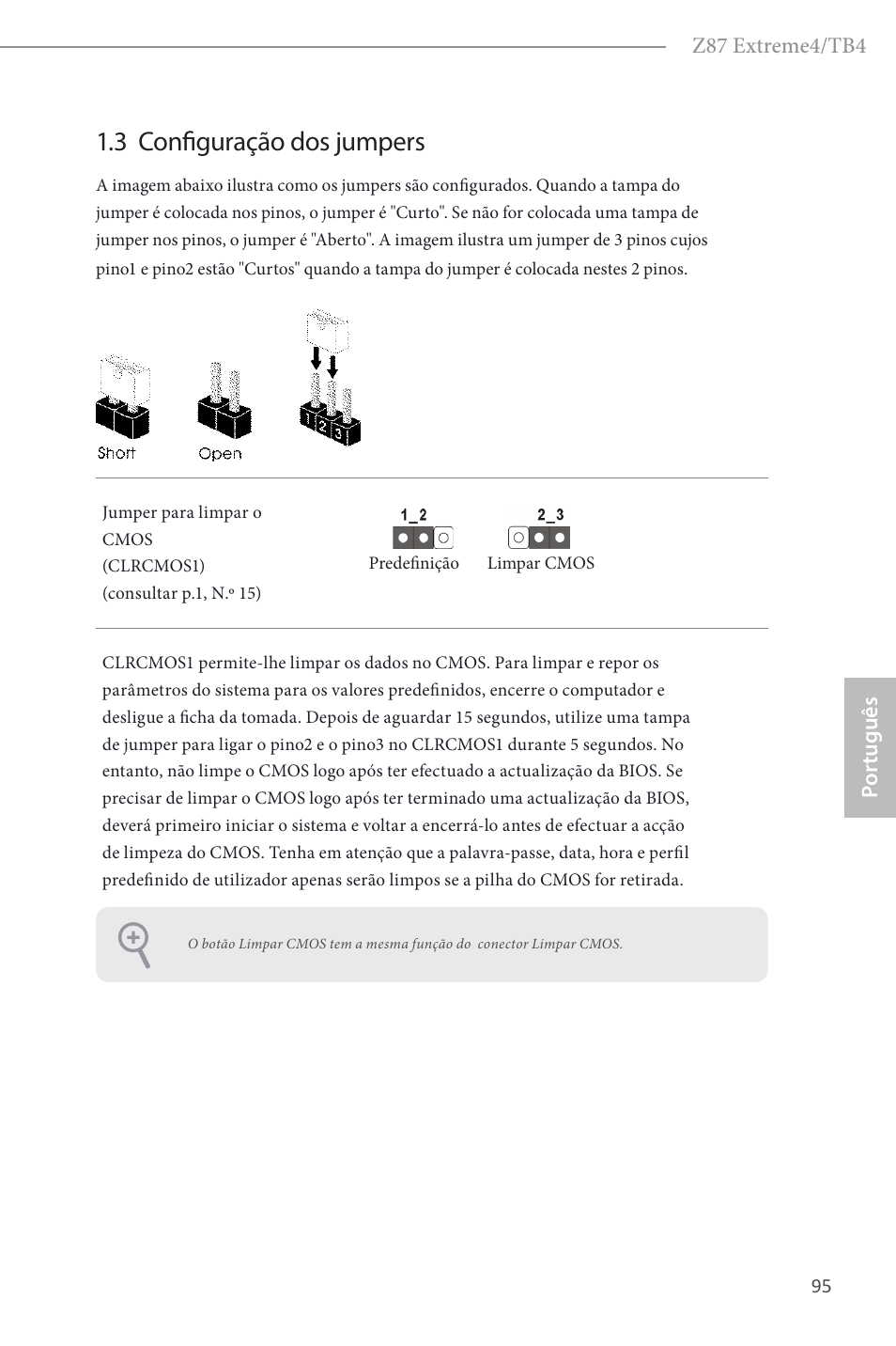 3 configuração dos jumpers | ASRock Z87 Extreme4__TB4 User Manual | Page 97 / 175
