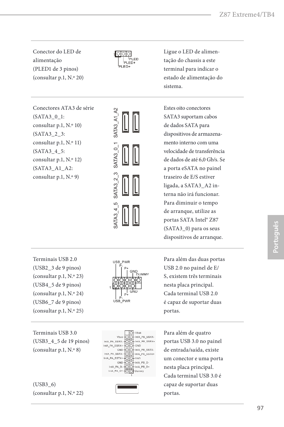 Z87 extreme4/tb4, Por tuguês | ASRock Z87 Extreme4__TB4 User Manual | Page 99 / 175