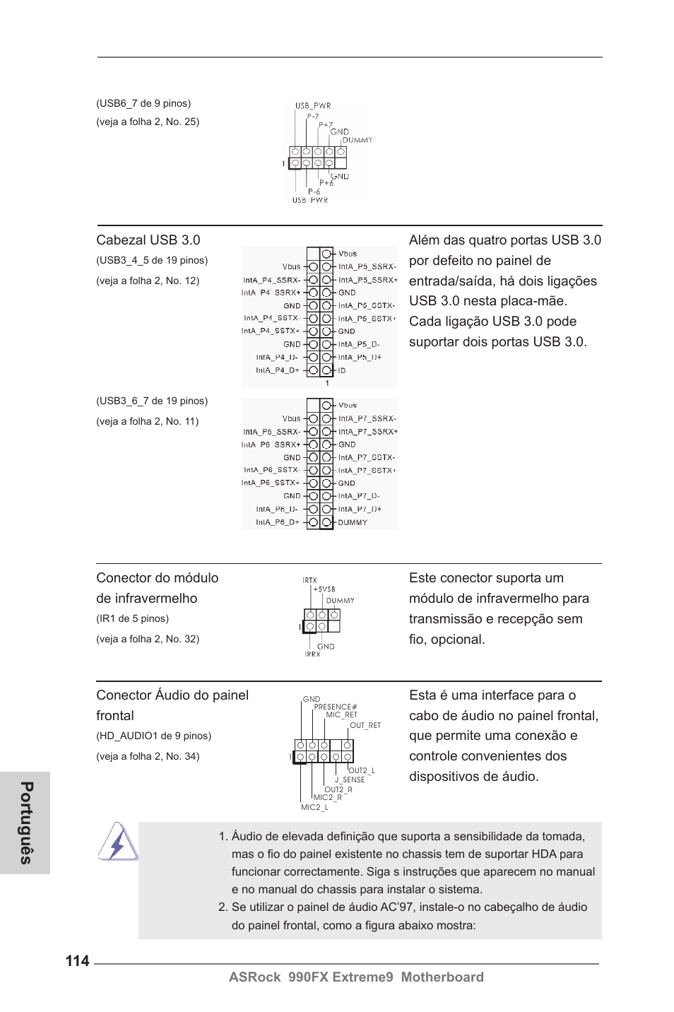 Português | ASRock 990FX Extreme9 User Manual | Page 114 / 193