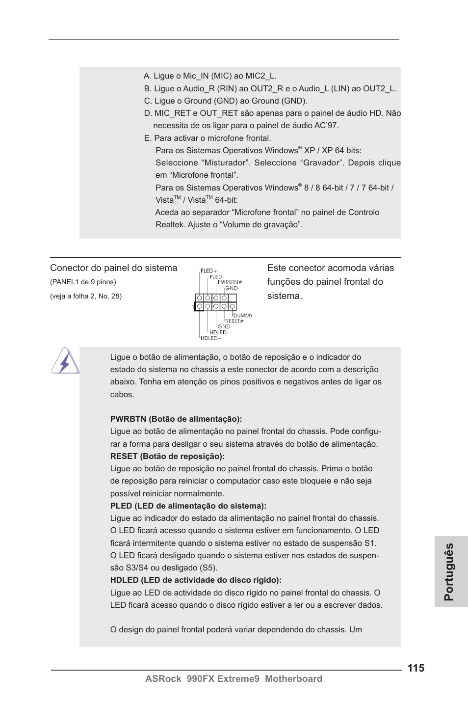 Português | ASRock 990FX Extreme9 User Manual | Page 115 / 193
