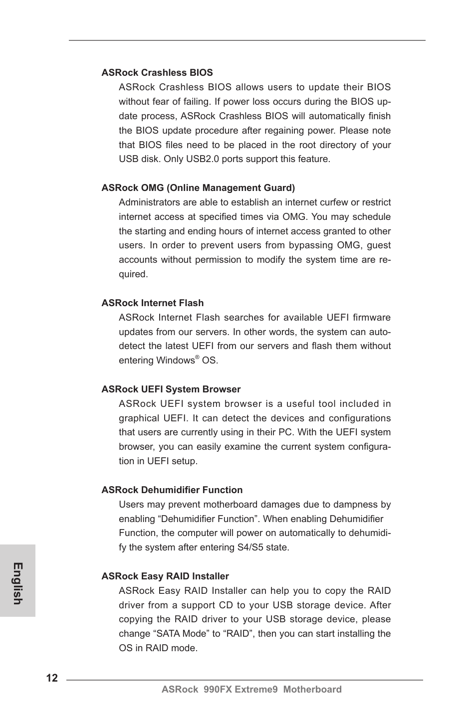 English | ASRock 990FX Extreme9 User Manual | Page 12 / 193