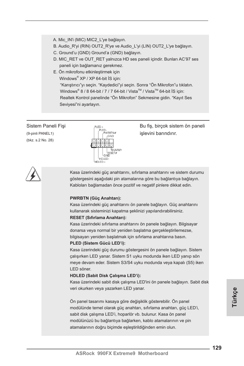 Türkçe | ASRock 990FX Extreme9 User Manual | Page 129 / 193