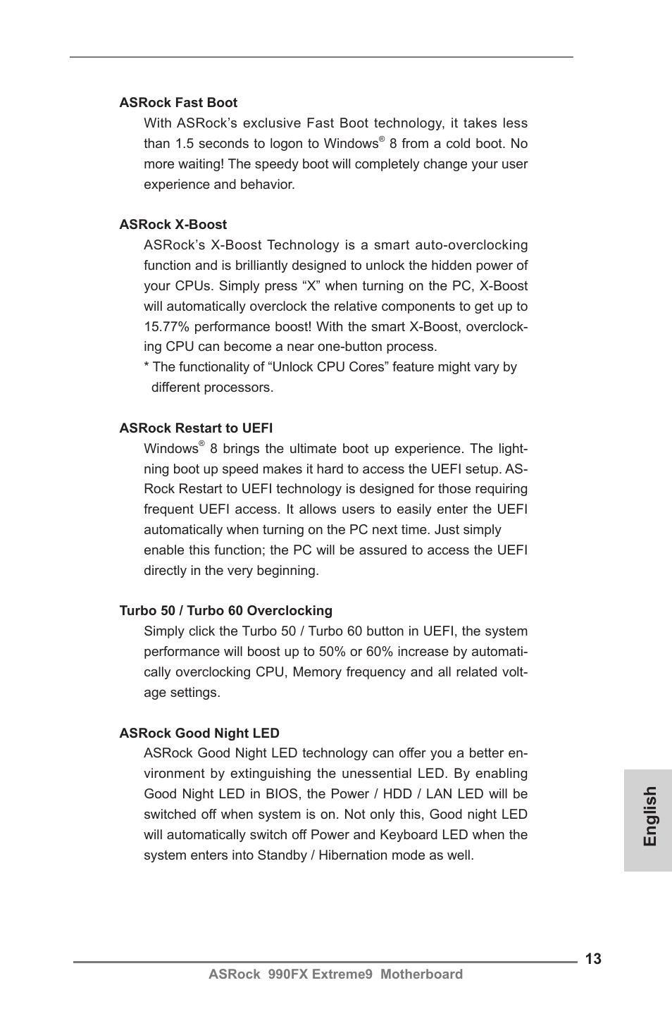 English | ASRock 990FX Extreme9 User Manual | Page 13 / 193