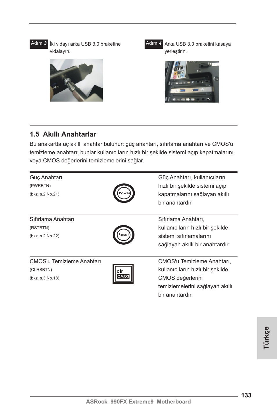 5 akıllı anahtarlar, Türkçe | ASRock 990FX Extreme9 User Manual | Page 133 / 193