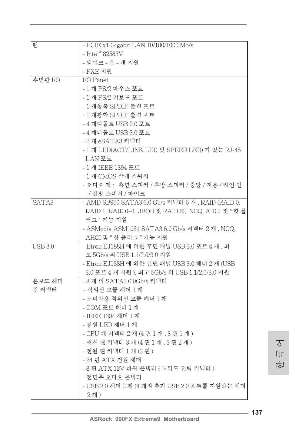 한 국 어 | ASRock 990FX Extreme9 User Manual | Page 137 / 193