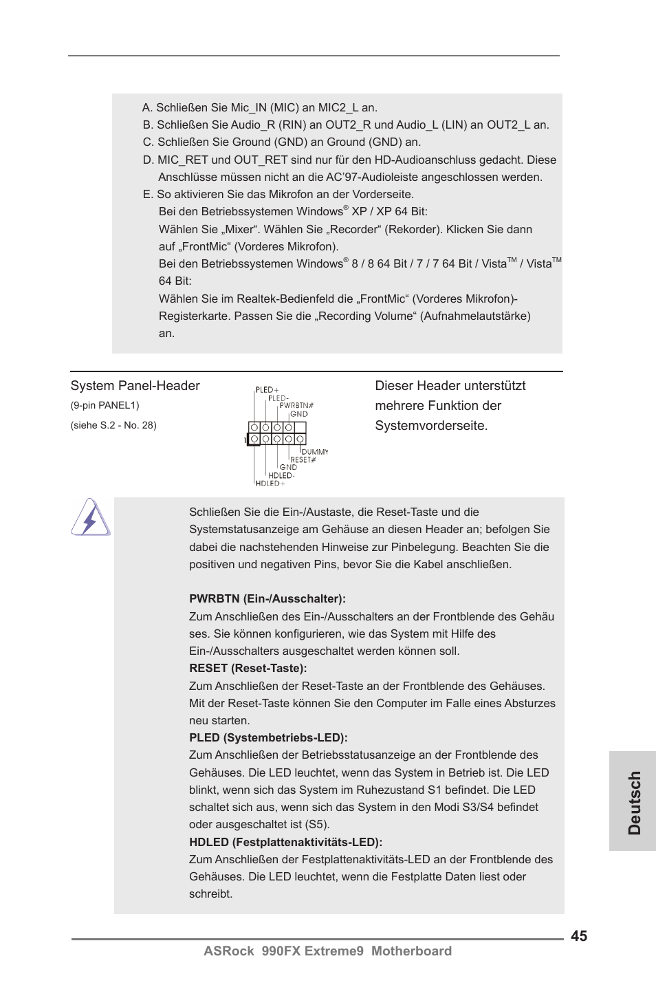 Deutsch | ASRock 990FX Extreme9 User Manual | Page 45 / 193