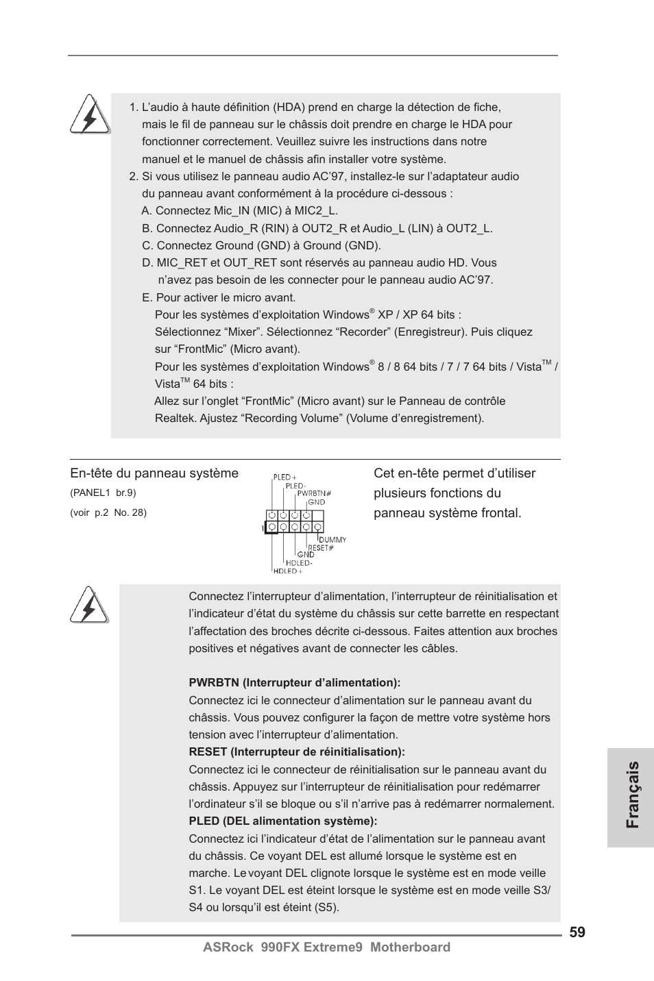 Français | ASRock 990FX Extreme9 User Manual | Page 59 / 193