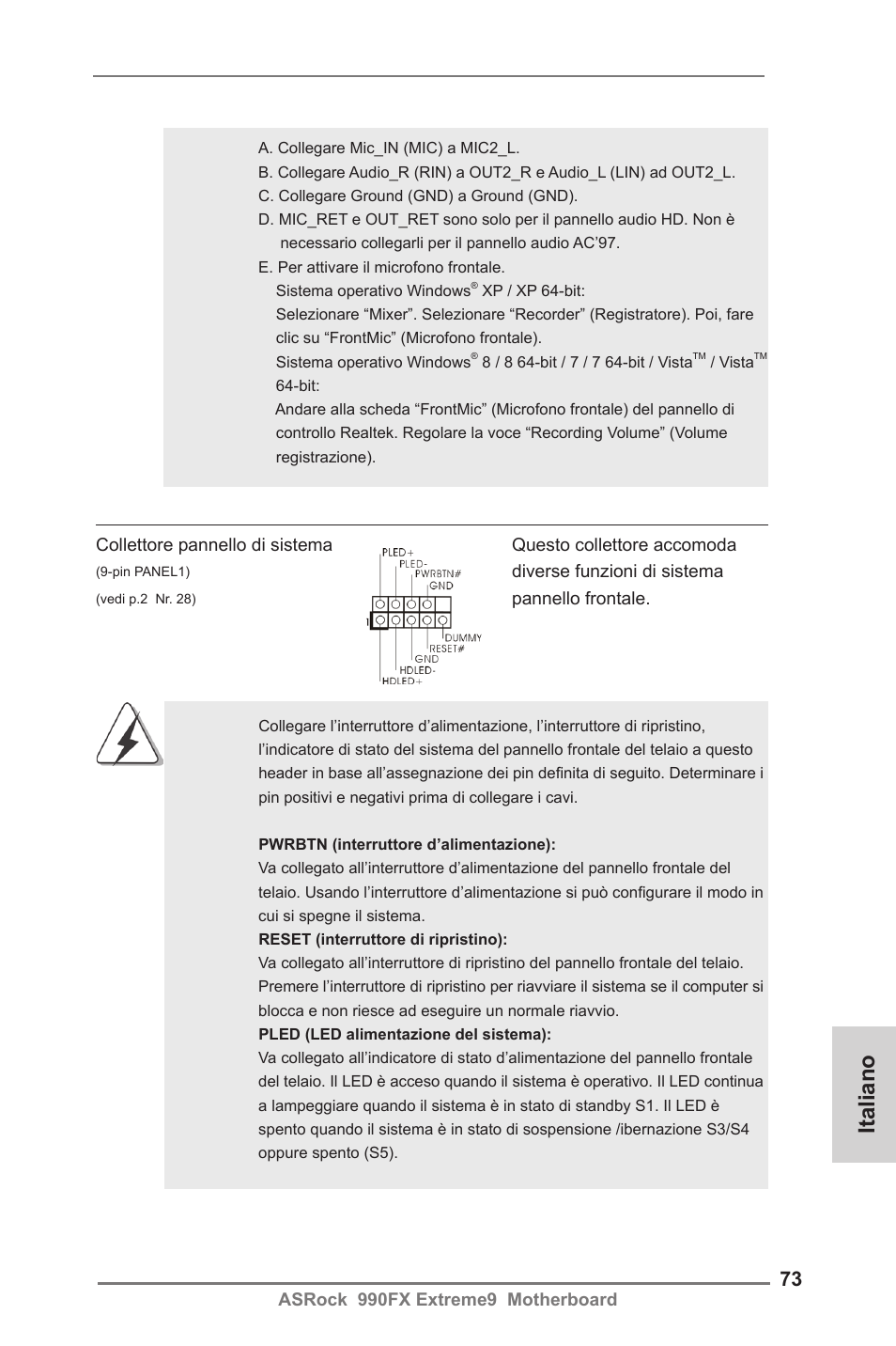 Italiano | ASRock 990FX Extreme9 User Manual | Page 73 / 193