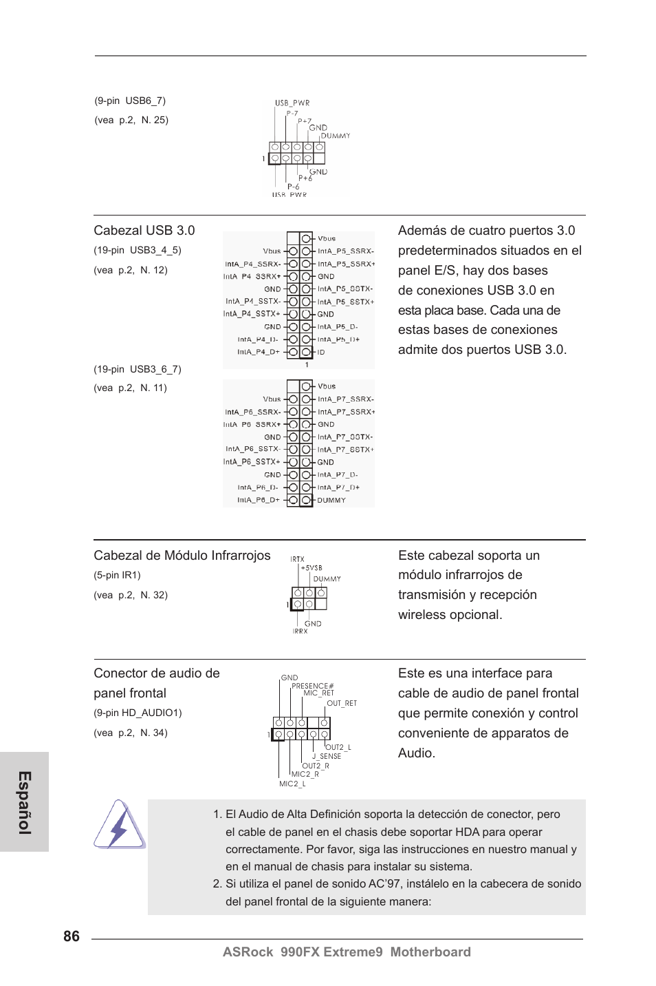 Español | ASRock 990FX Extreme9 User Manual | Page 86 / 193