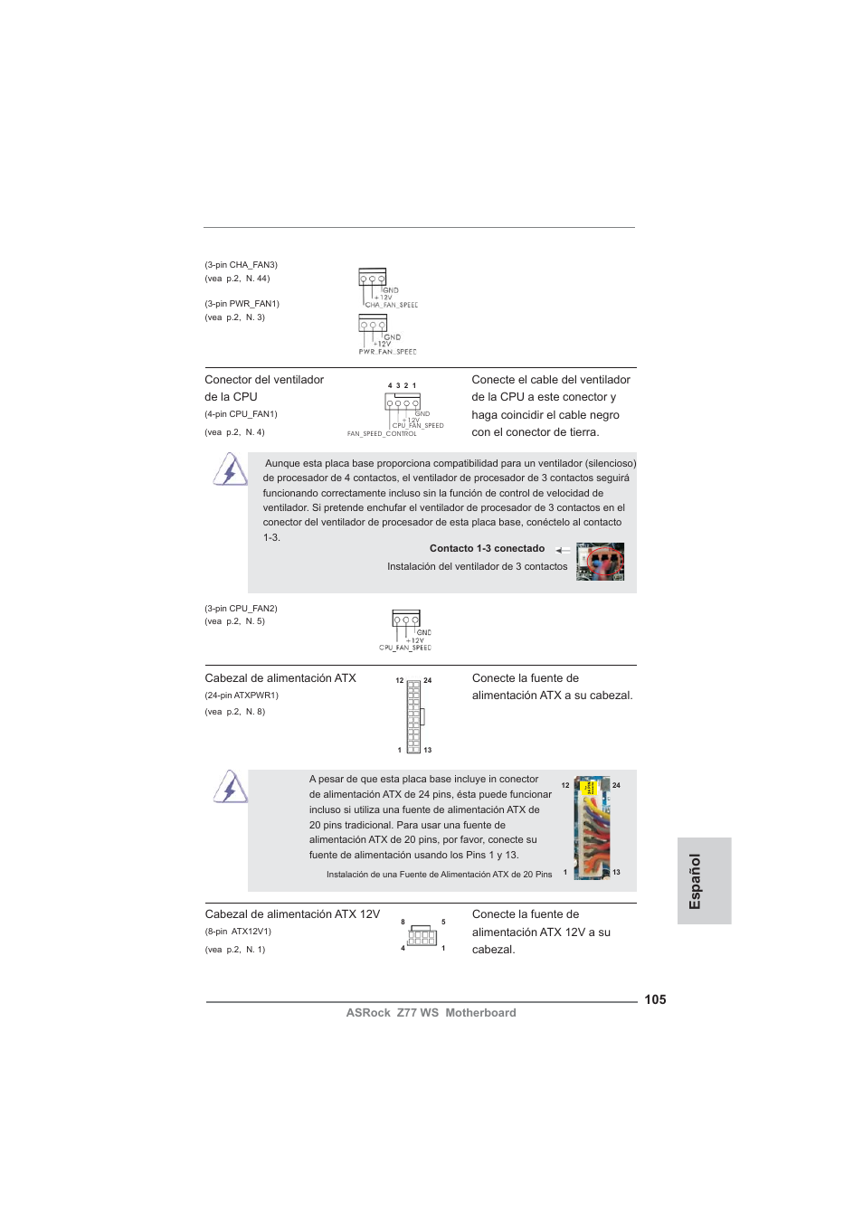 Español | ASRock Z77 WS User Manual | Page 105 / 208