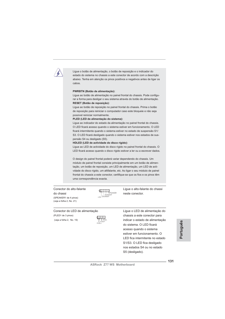 Português | ASRock Z77 WS User Manual | Page 131 / 208