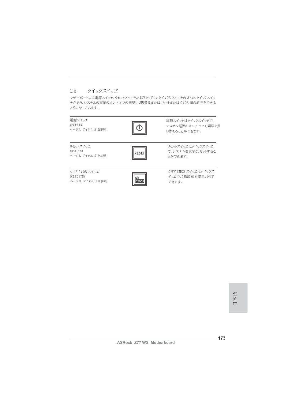5 クイックスイッヱ | ASRock Z77 WS User Manual | Page 173 / 208