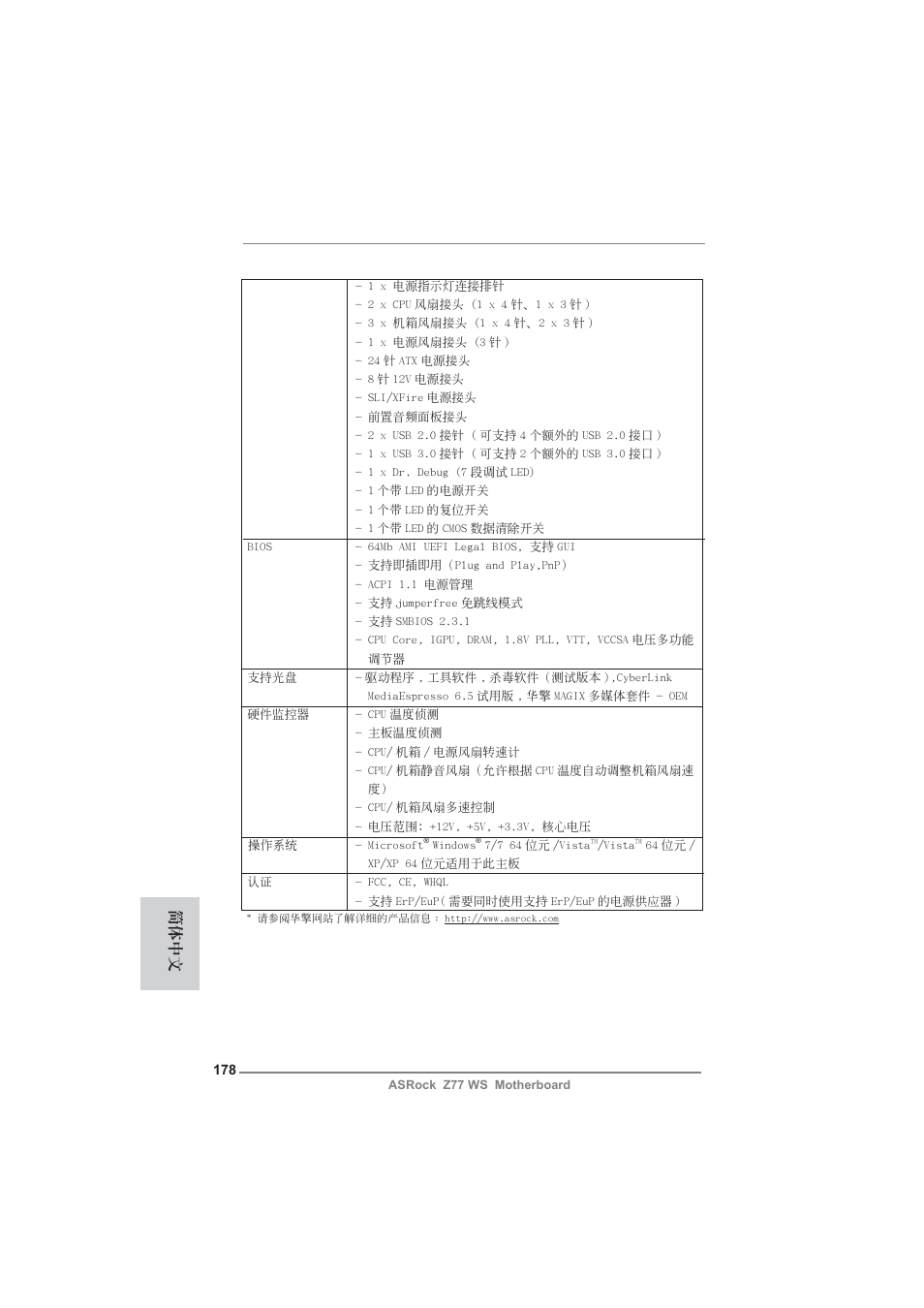 簡體中文 | ASRock Z77 WS User Manual | Page 178 / 208