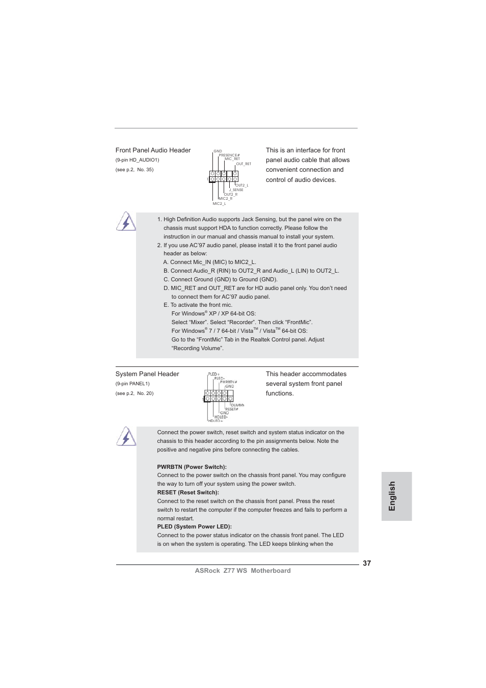 English | ASRock Z77 WS User Manual | Page 37 / 208