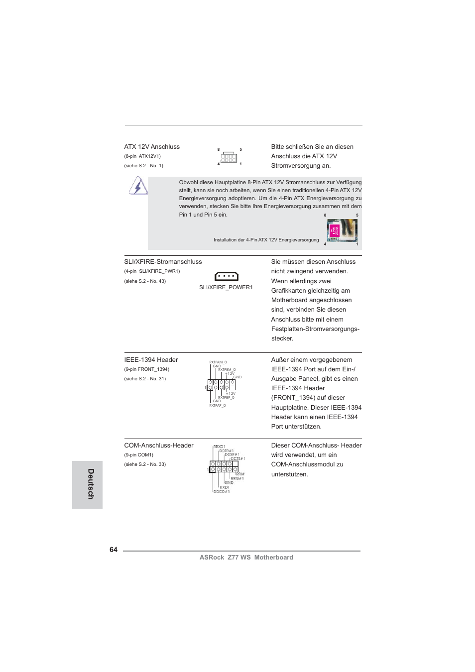 Deutsch | ASRock Z77 WS User Manual | Page 64 / 208