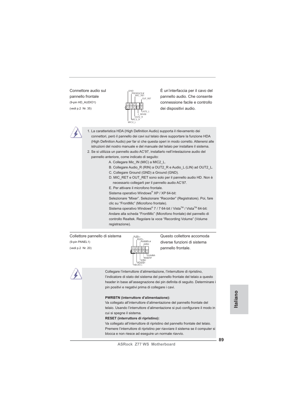 Italiano | ASRock Z77 WS User Manual | Page 89 / 208