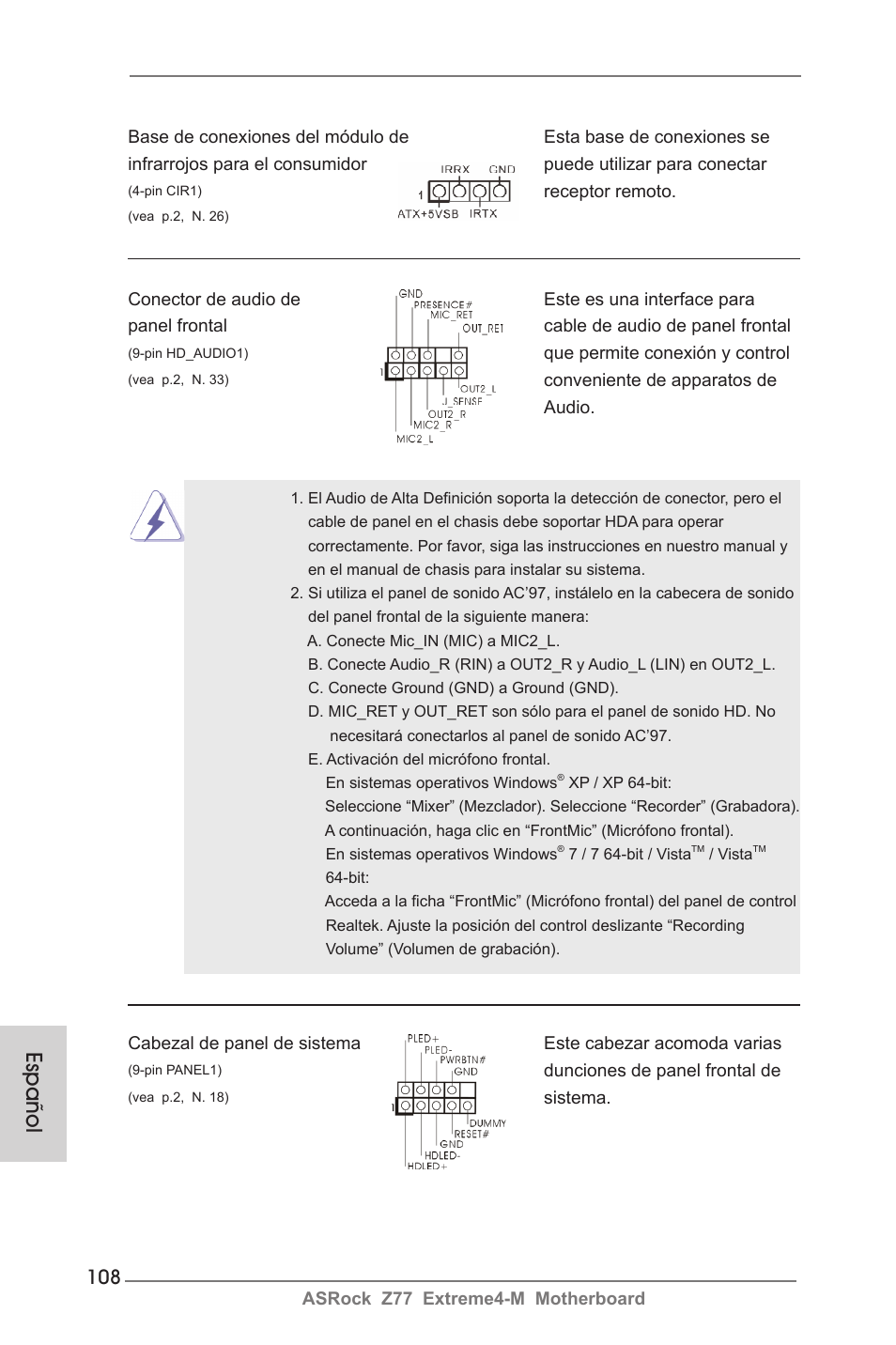Español | ASRock Z77 Extreme4-M User Manual | Page 108 / 237