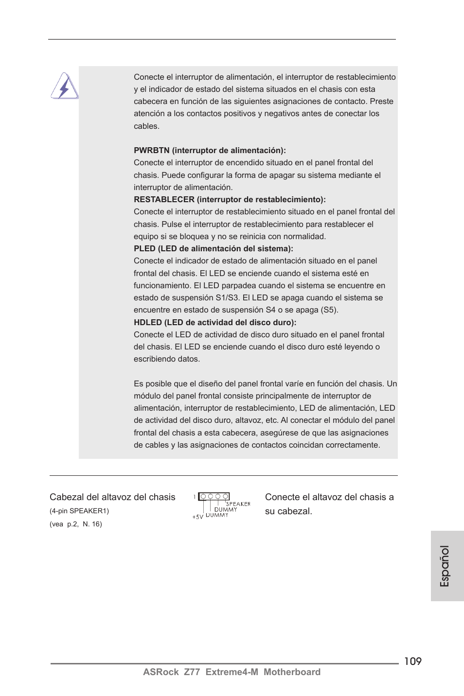 Español | ASRock Z77 Extreme4-M User Manual | Page 109 / 237