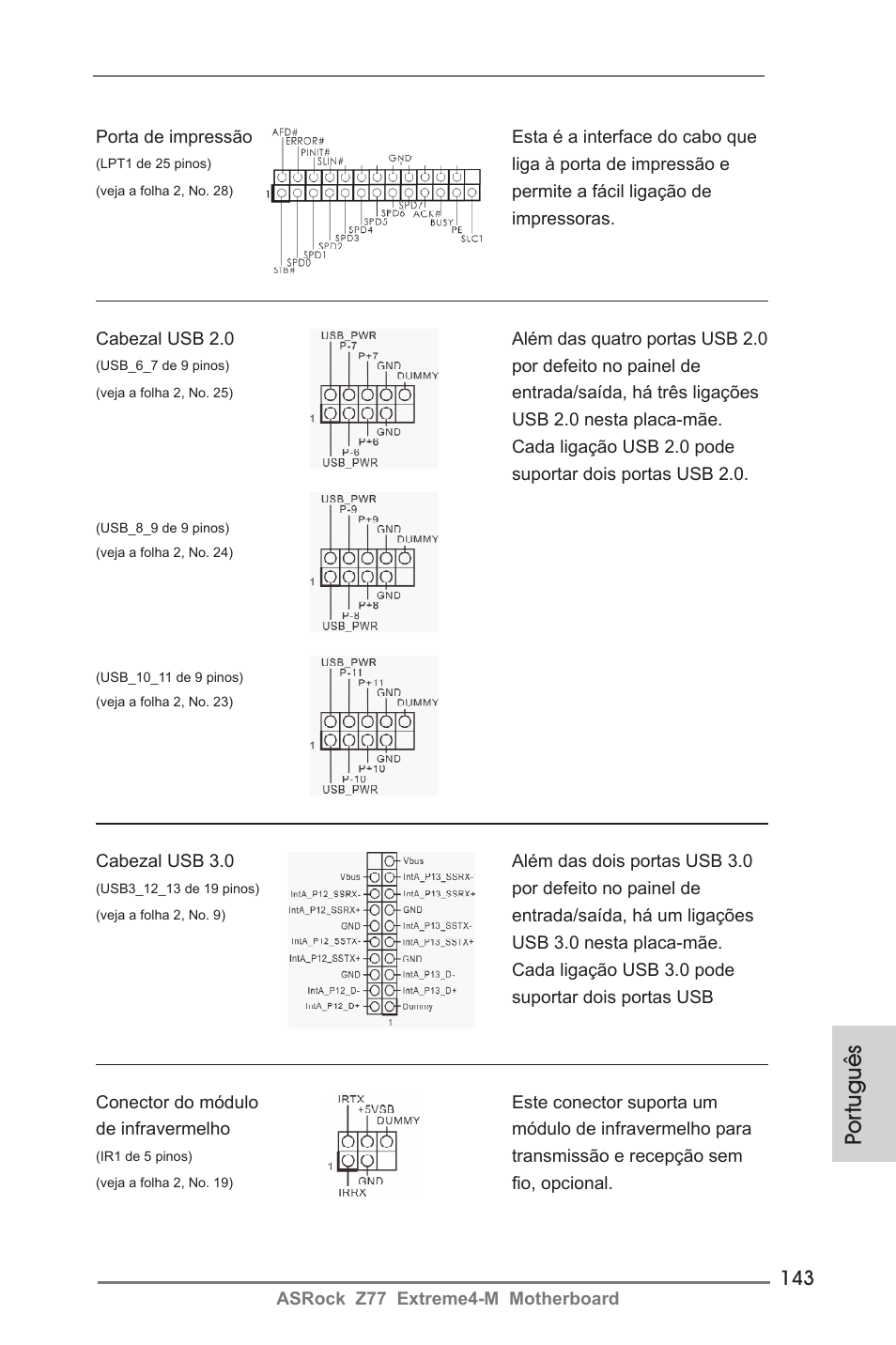 Por tuguês | ASRock Z77 Extreme4-M User Manual | Page 143 / 237