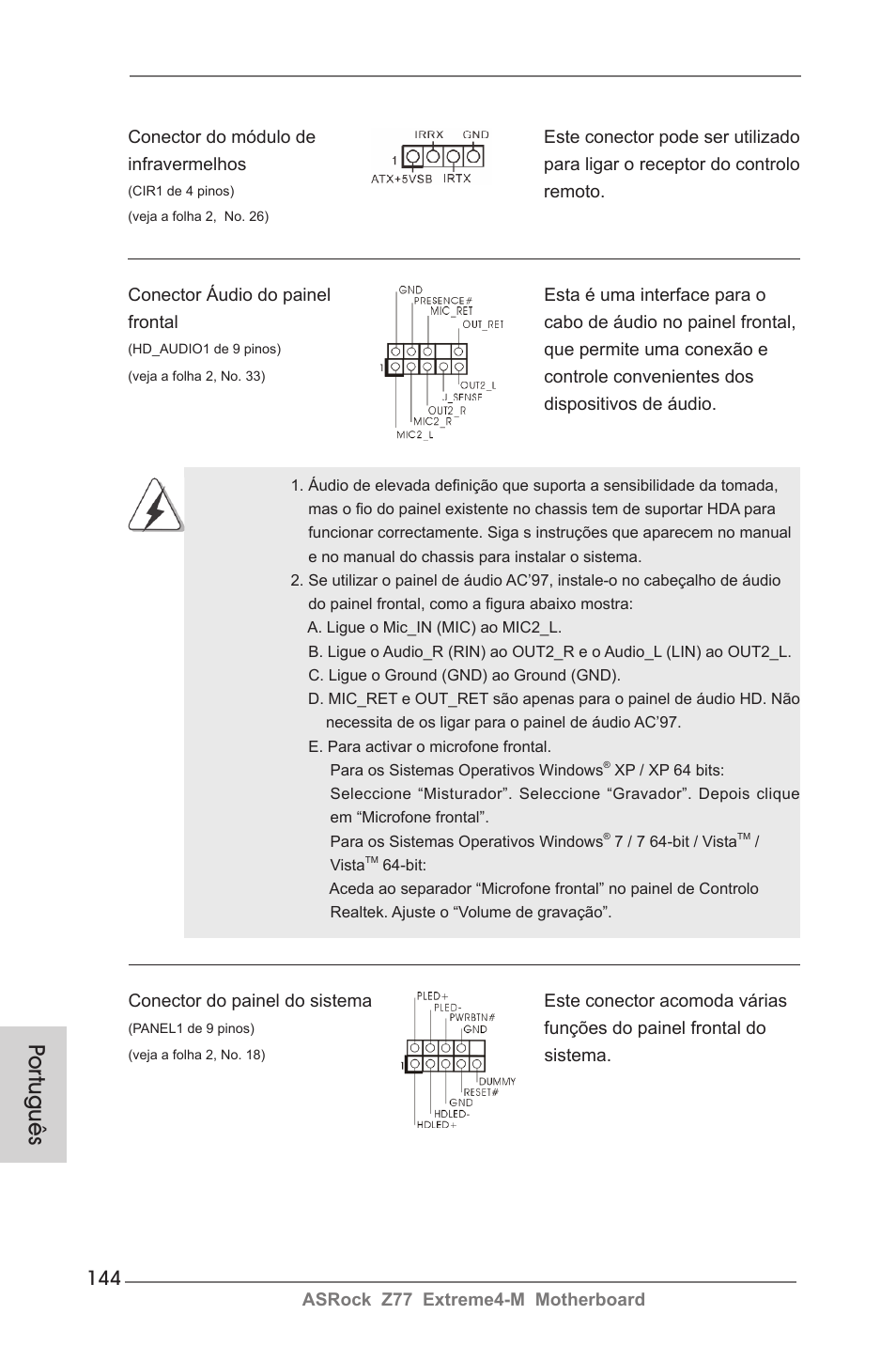 Por tuguês | ASRock Z77 Extreme4-M User Manual | Page 144 / 237