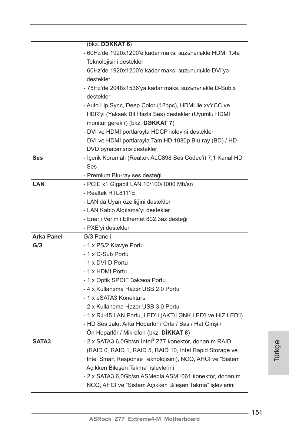 Türkçe | ASRock Z77 Extreme4-M User Manual | Page 151 / 237