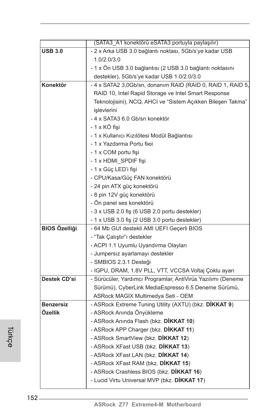 Türkçe | ASRock Z77 Extreme4-M User Manual | Page 152 / 237
