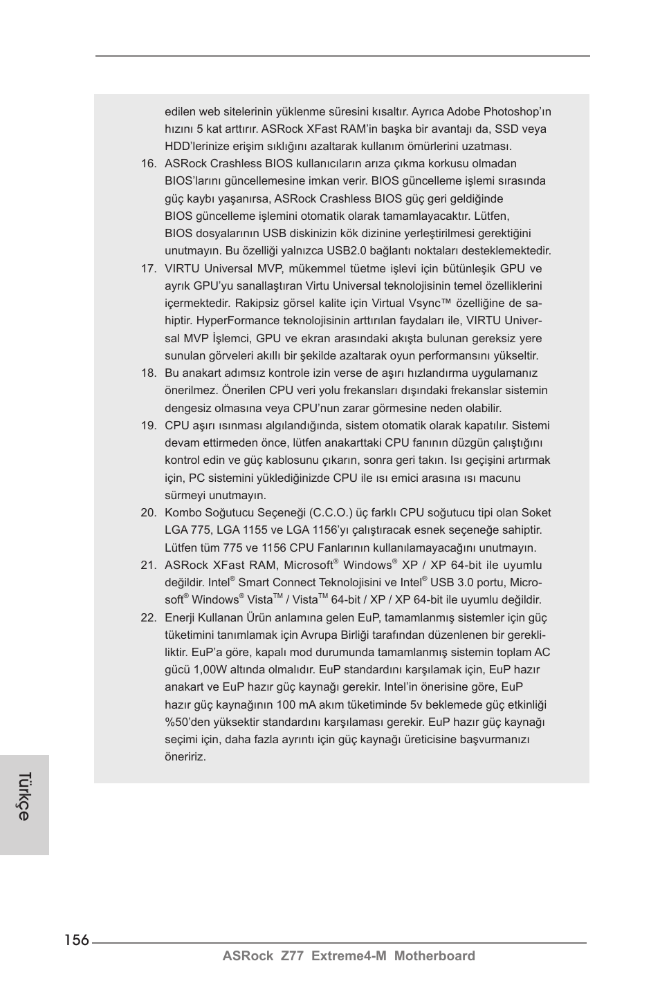 Türkçe, Asrock z77 extreme4-m motherboard | ASRock Z77 Extreme4-M User Manual | Page 156 / 237