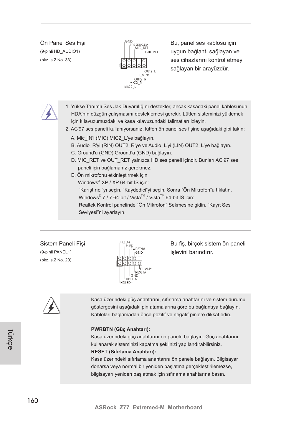 Türkçe | ASRock Z77 Extreme4-M User Manual | Page 160 / 237