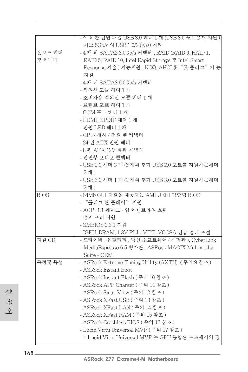 한 국 어 | ASRock Z77 Extreme4-M User Manual | Page 168 / 237