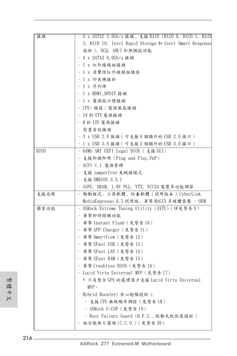 繁體中文 | ASRock Z77 Extreme4-M User Manual | Page 216 / 237