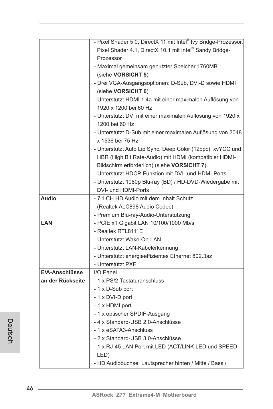Deutsch | ASRock Z77 Extreme4-M User Manual | Page 46 / 237