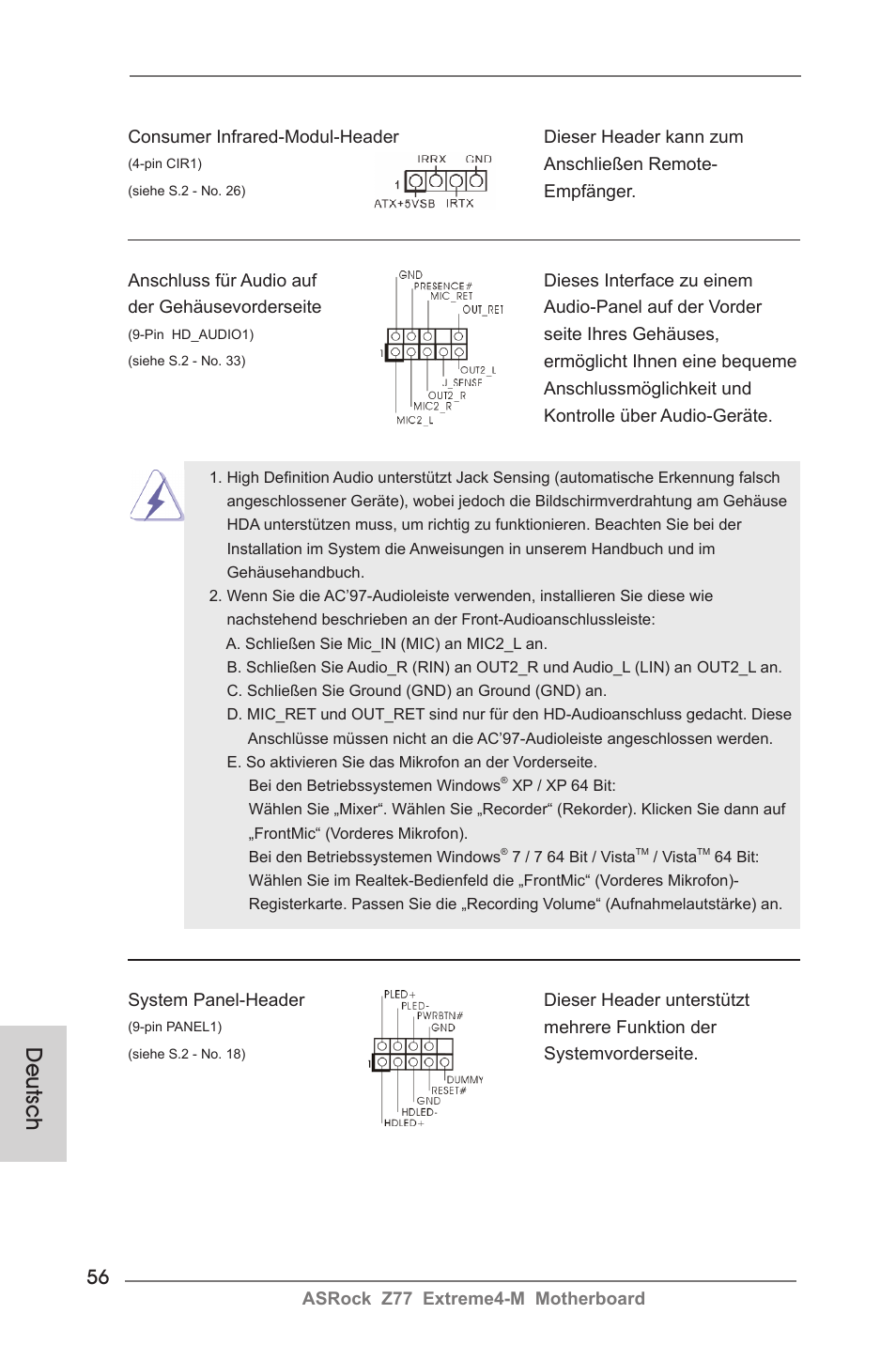 Deutsch | ASRock Z77 Extreme4-M User Manual | Page 56 / 237