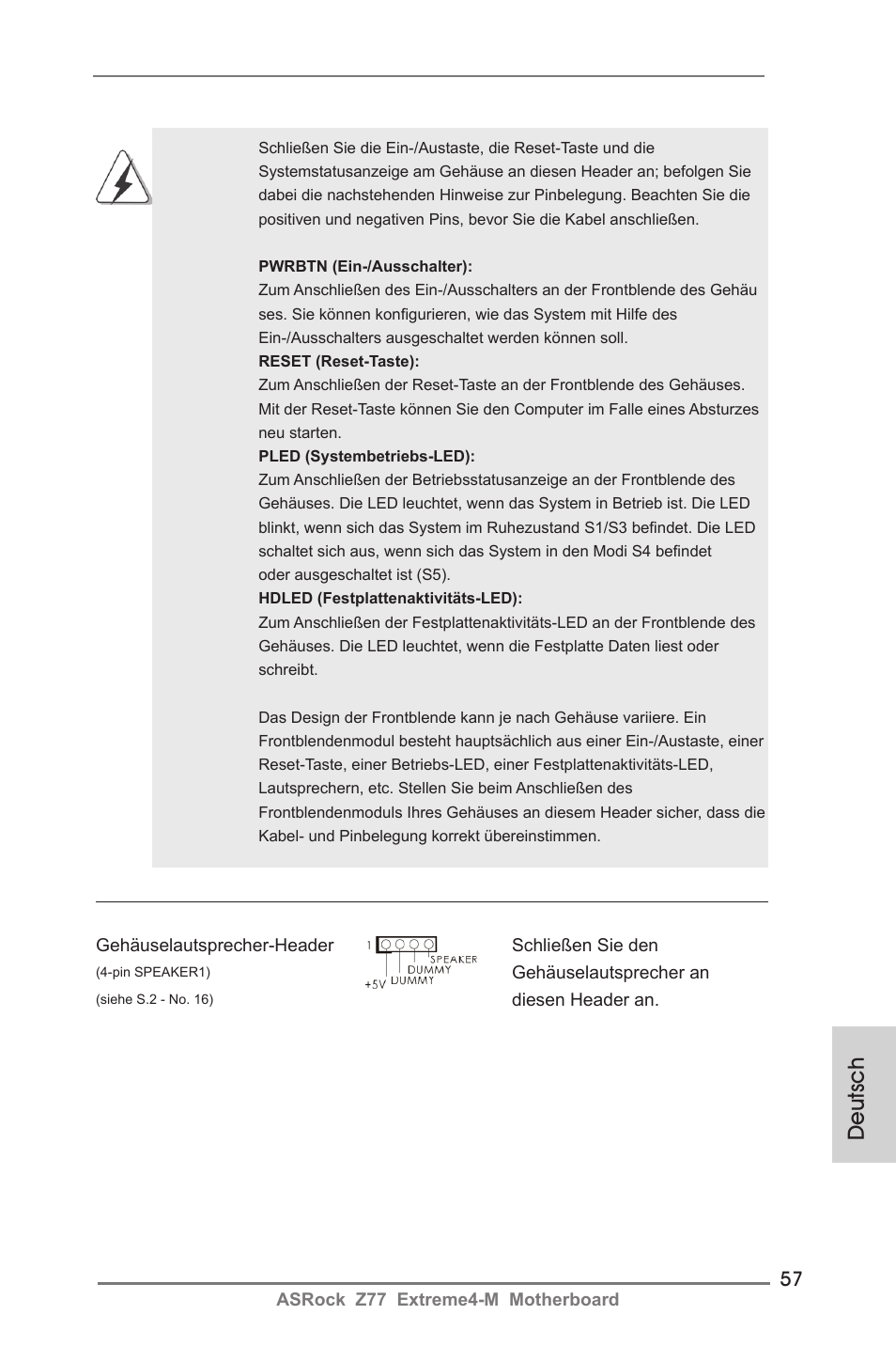 Deutsch | ASRock Z77 Extreme4-M User Manual | Page 57 / 237