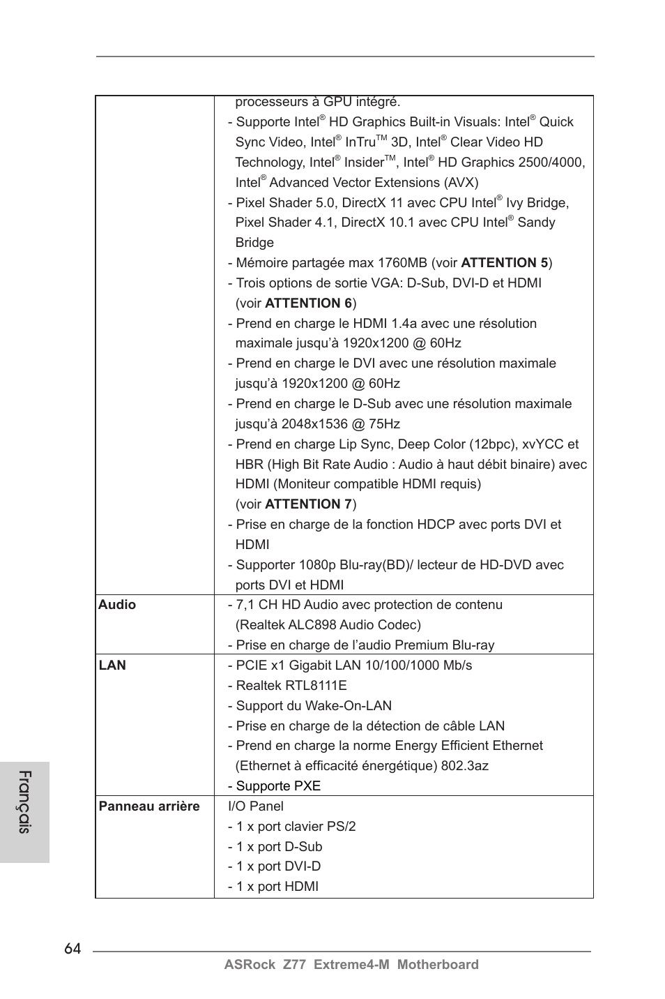 Français | ASRock Z77 Extreme4-M User Manual | Page 64 / 237