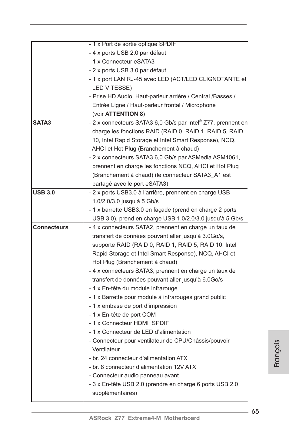 Français | ASRock Z77 Extreme4-M User Manual | Page 65 / 237