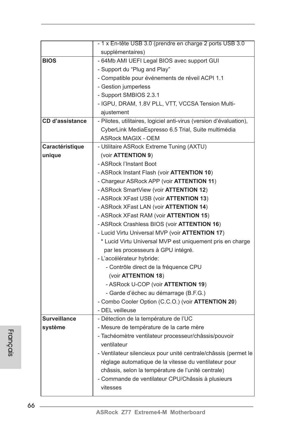 Français | ASRock Z77 Extreme4-M User Manual | Page 66 / 237