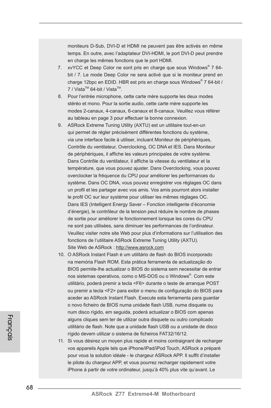 Français, Asrock z77 extreme4-m motherboard | ASRock Z77 Extreme4-M User Manual | Page 68 / 237