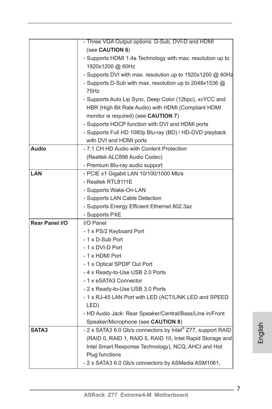 English | ASRock Z77 Extreme4-M User Manual | Page 7 / 237