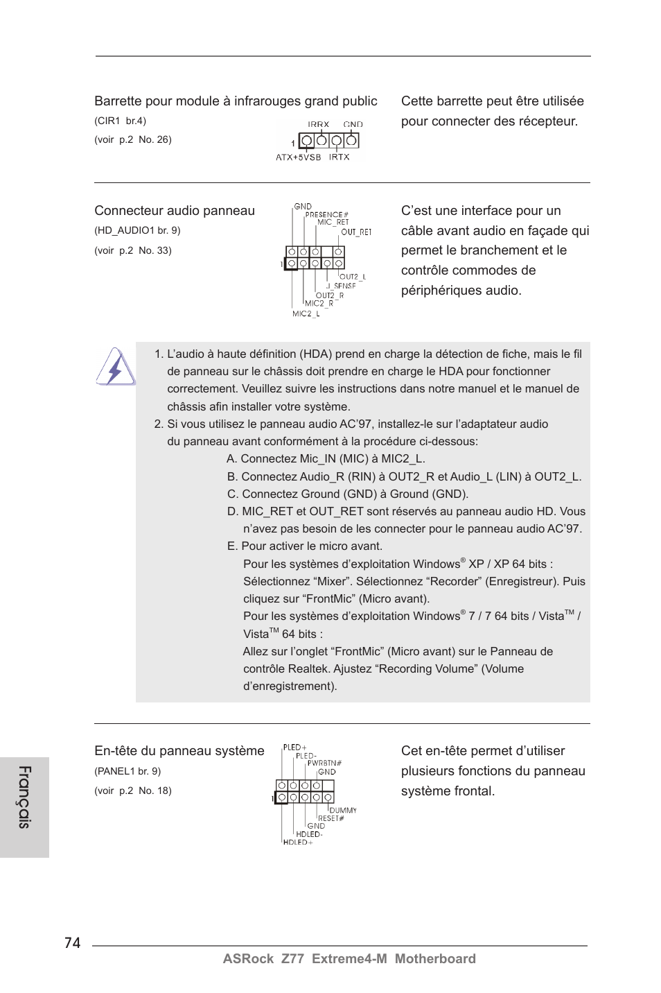 Français | ASRock Z77 Extreme4-M User Manual | Page 74 / 237