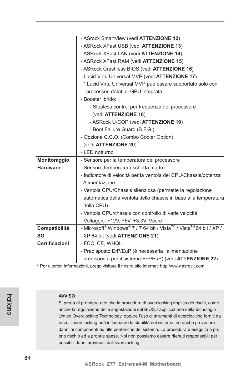 Italiano | ASRock Z77 Extreme4-M User Manual | Page 84 / 237
