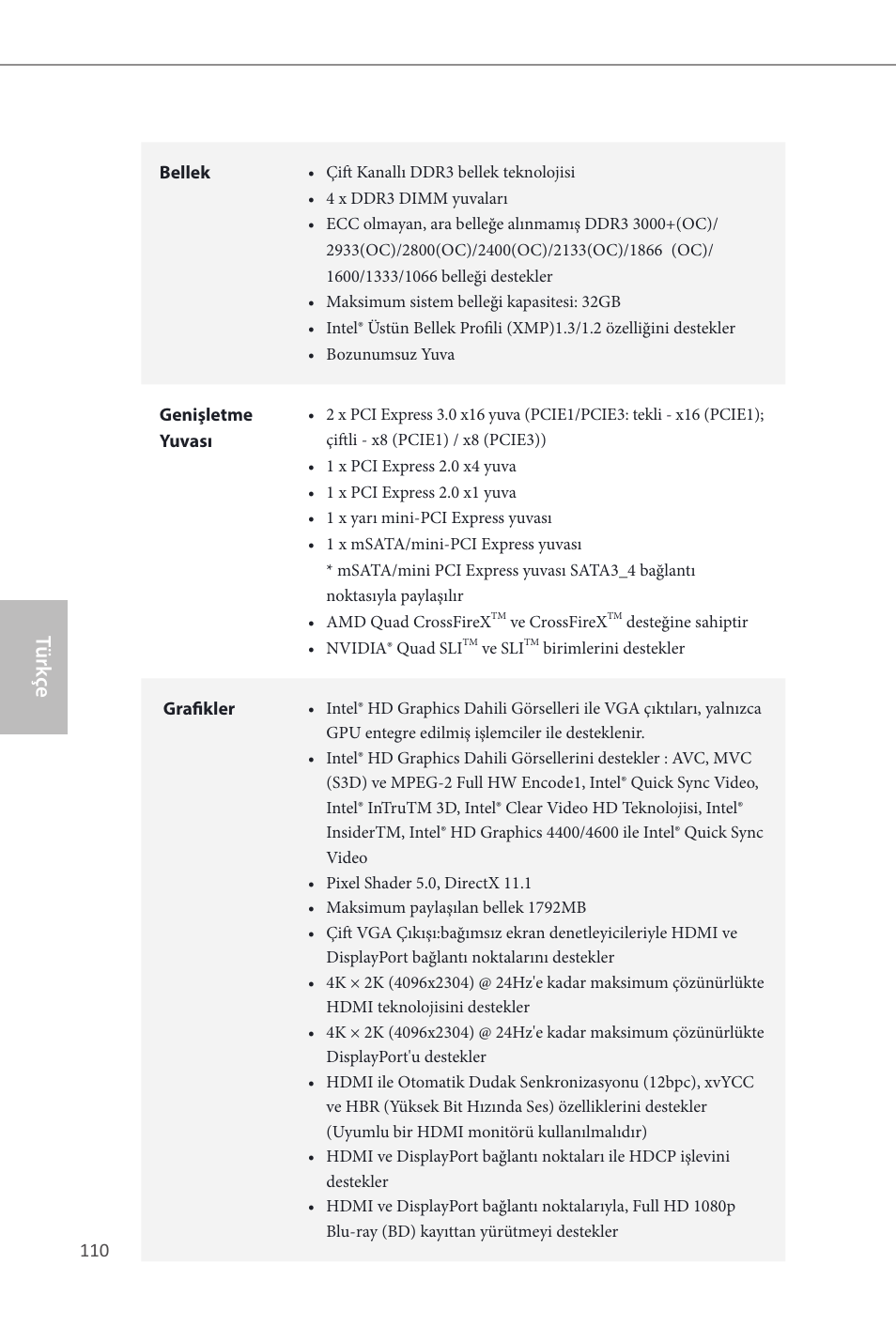 Türk çe | ASRock Z87M OC Formula User Manual | Page 112 / 189