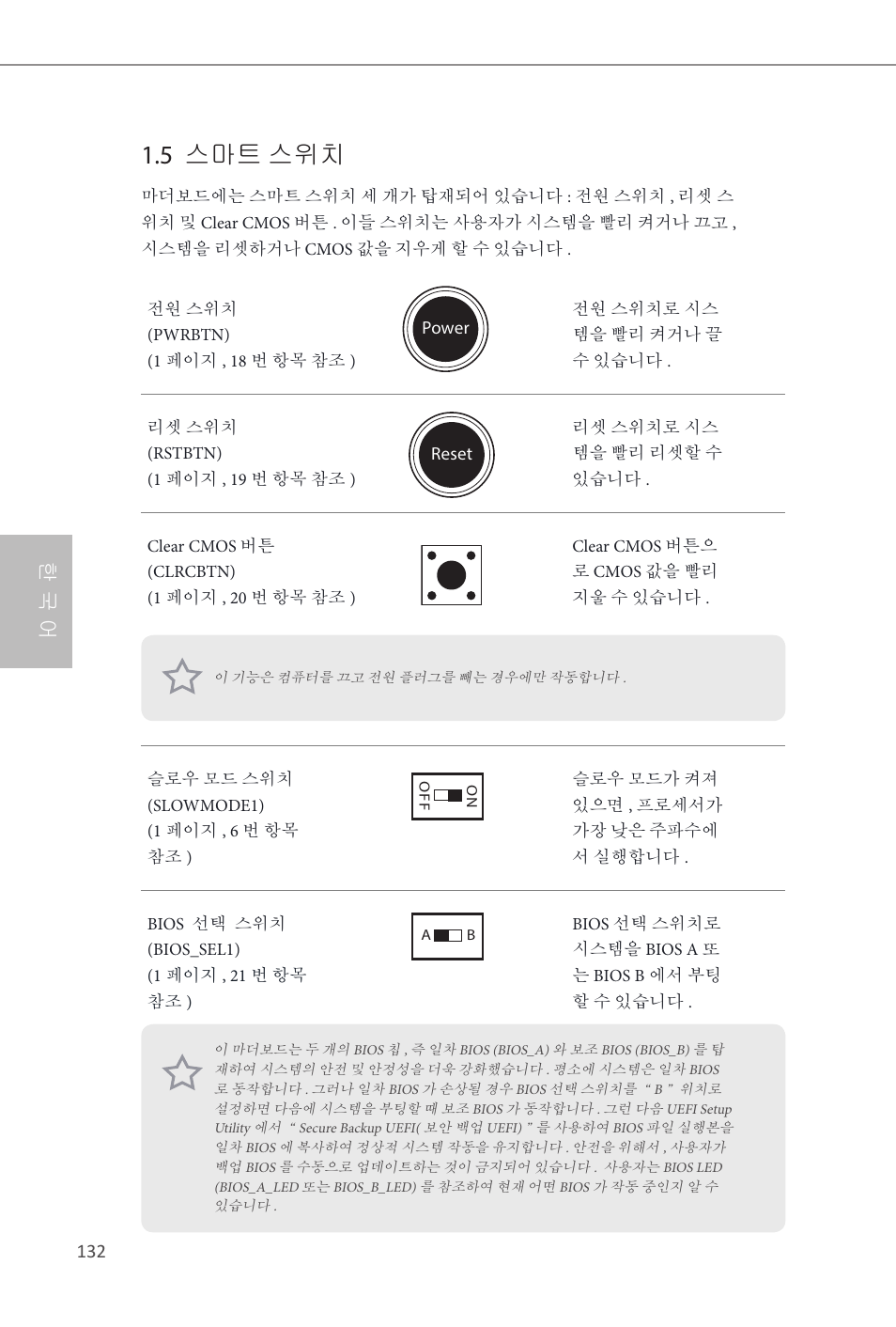 5 스마트 스위치, 한 국 어 | ASRock Z87M OC Formula User Manual | Page 134 / 189