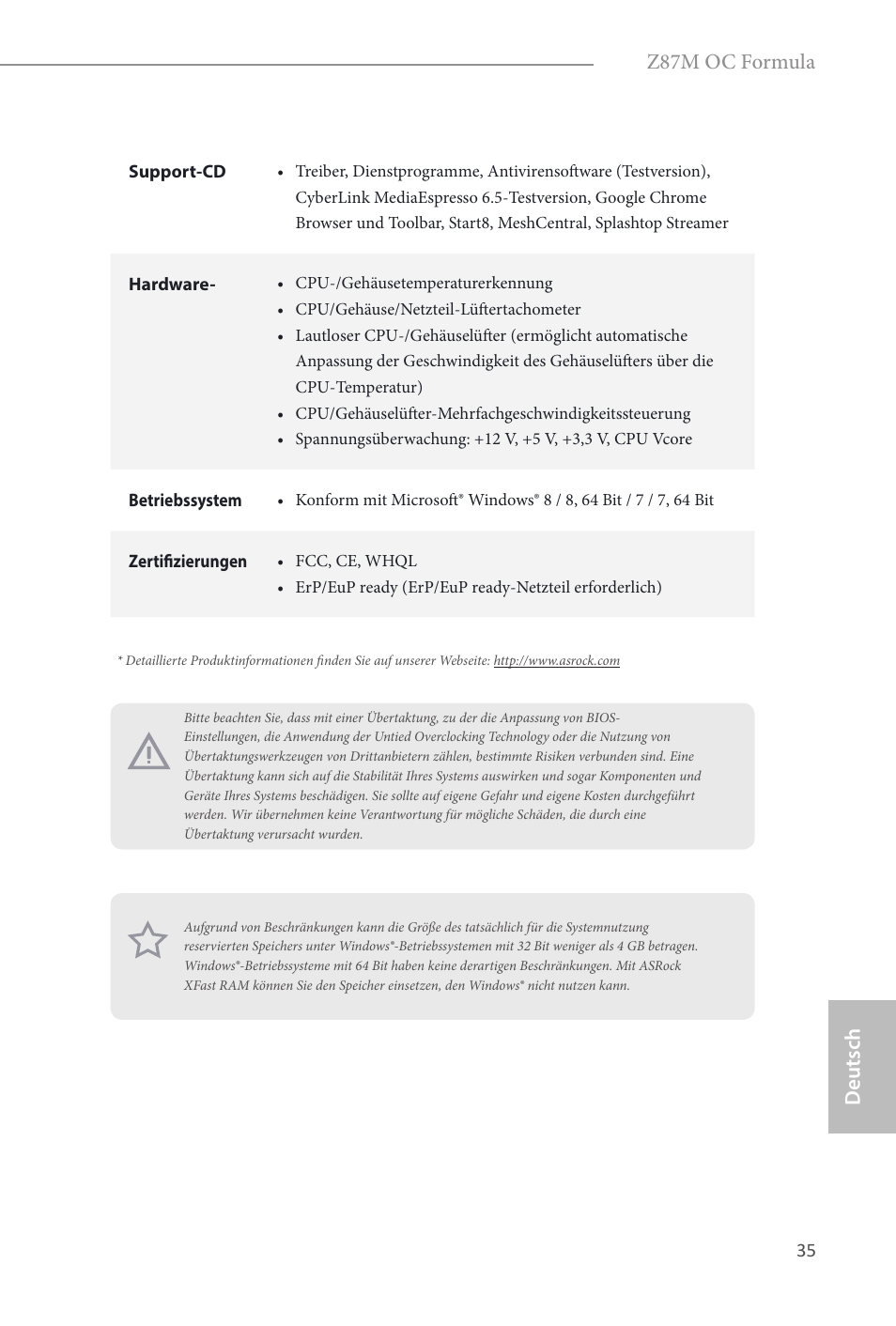 Deutsch z87m oc formula | ASRock Z87M OC Formula User Manual | Page 37 / 189