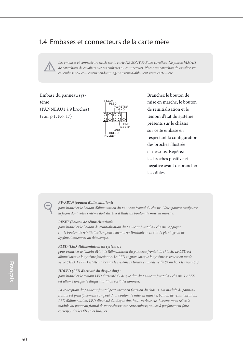 4 embases et connecteurs de la carte mère, Fr ançais français | ASRock Z87M OC Formula User Manual | Page 52 / 189