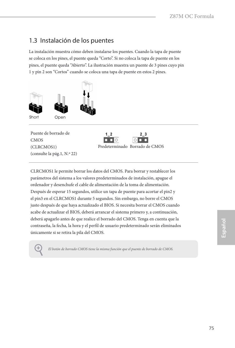 3 instalación de los puentes | ASRock Z87M OC Formula User Manual | Page 77 / 189