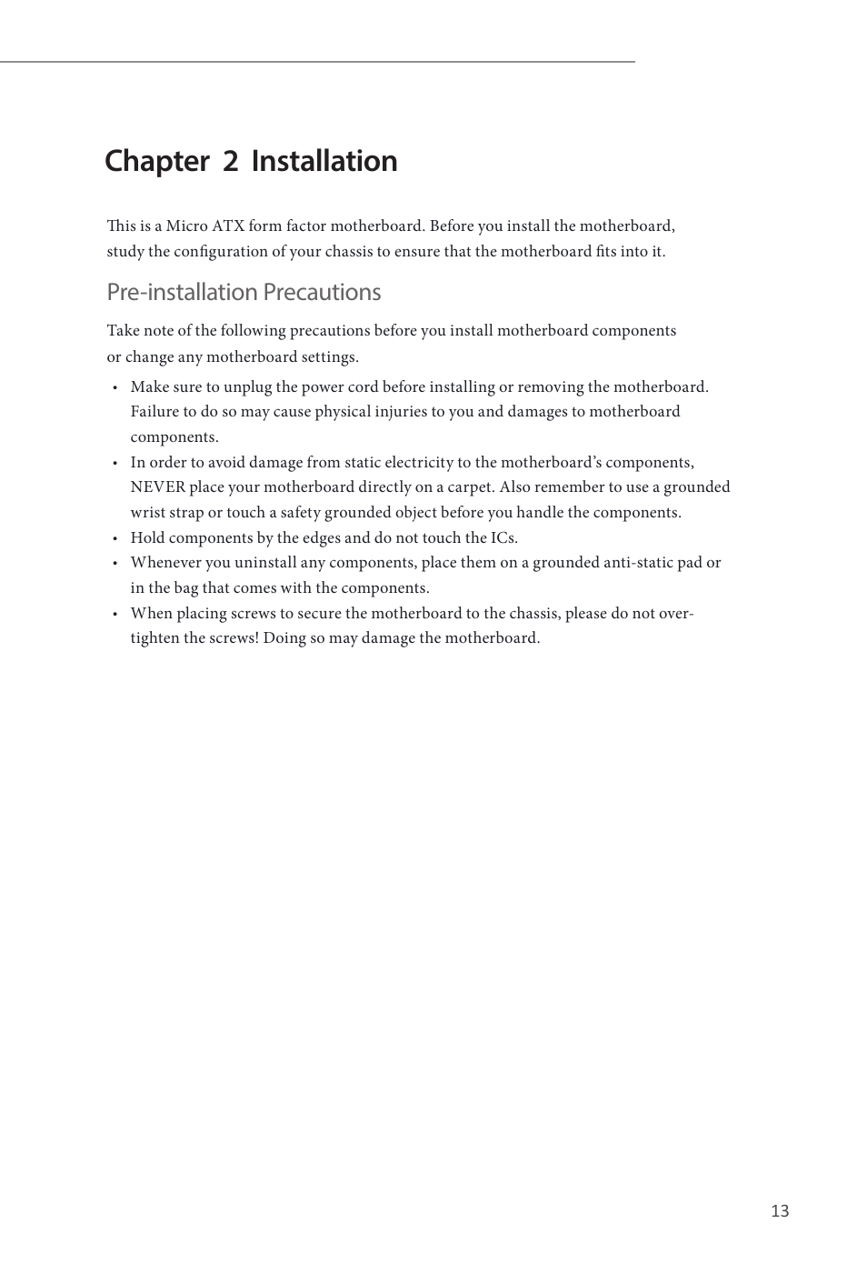 Chapter 2 installation, Pre-installation precautions | ASRock Q87M vPro User Manual | Page 14 / 160