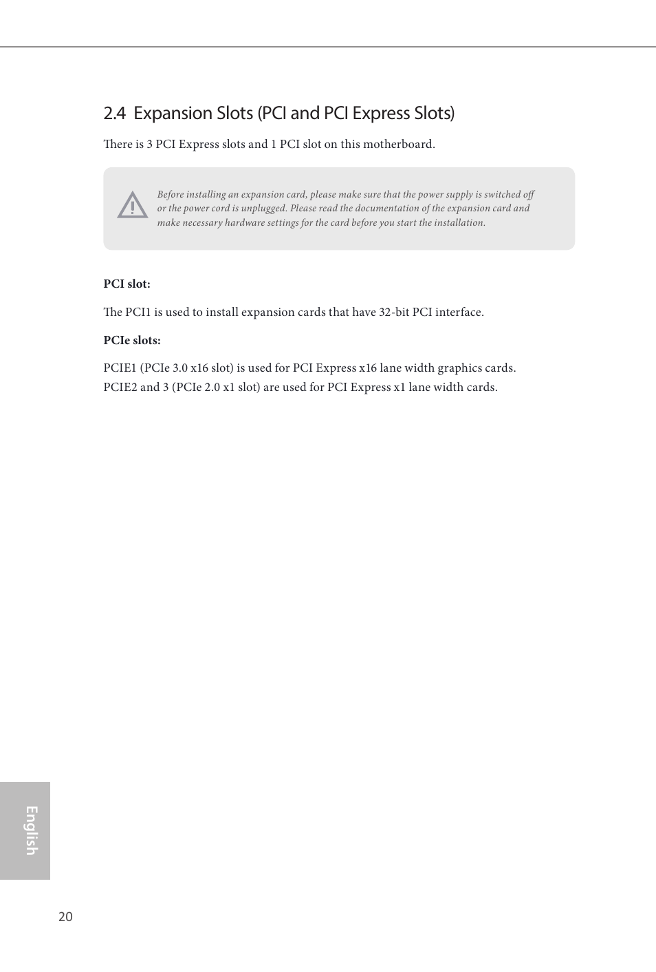 4 expansion slots (pci and pci express slots), English | ASRock Q87M vPro User Manual | Page 21 / 160