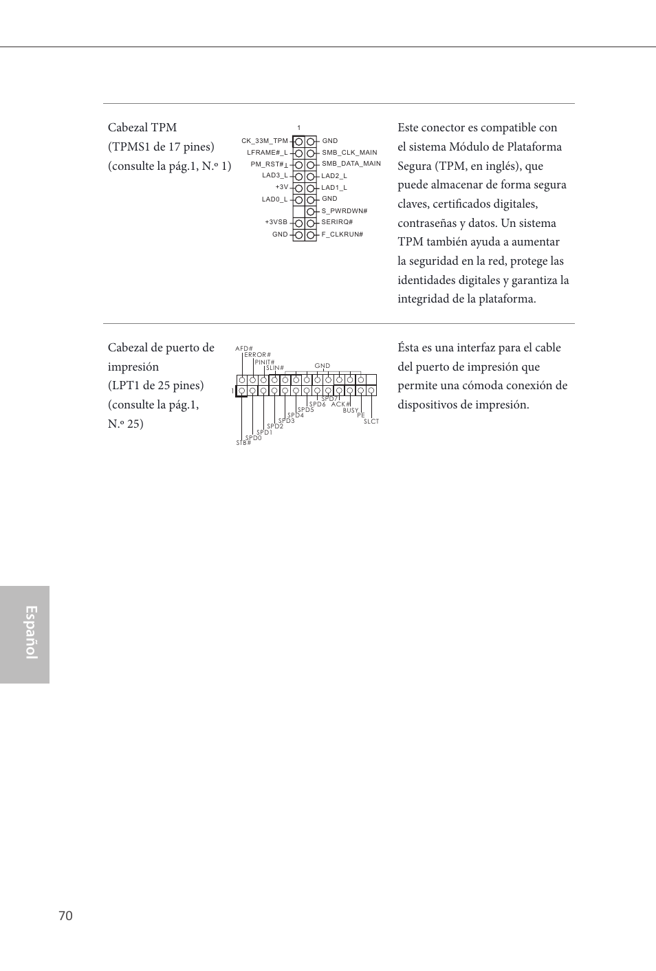 Español, 70 pb | ASRock Q87M vPro User Manual | Page 71 / 160