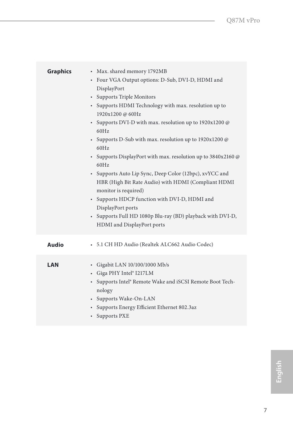 Q87m vpro, English | ASRock Q87M vPro User Manual | Page 8 / 160