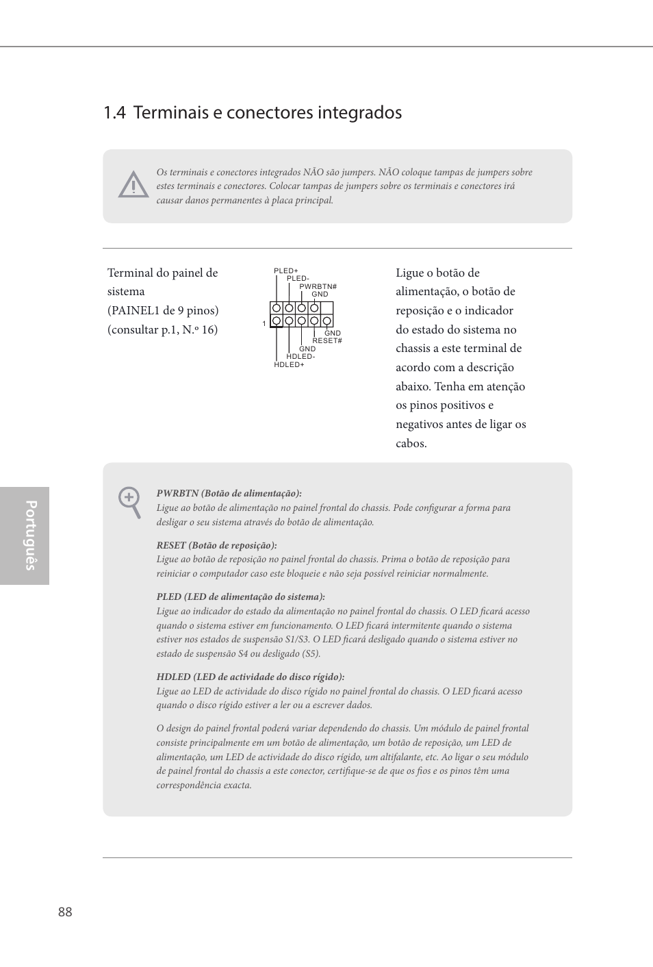4 terminais e conectores integrados, Por tuguês | ASRock Q87M vPro User Manual | Page 89 / 160